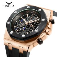 ONOLA Fashion Summer Colorful Mens Quartz Watch Live Broadcast Popular Multifunctional Waterproof Silicone Tape Watch Men