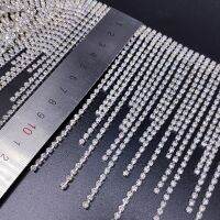 10ซม. แวววาว Rhinestone ตัดขอบเพชรพลอยเทียมโลหะโซ่ริบบิ้นพู่คริสตัล Applique DIY รองเท้างานฝีมือชุด