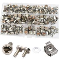 M5 M6 Cage Nut and Mounting Screw Bolt Washer Metric Square Hole Hardware for Rack Mount Server Shelves Cabinets Assortment Kit Nails Screws Fasteners