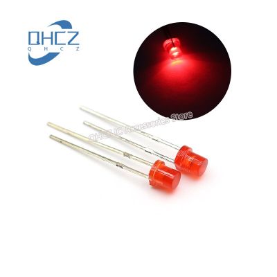 100pcs 3MM red light LED light-emitting diode flat head lamp beads super bright astigmatism 4MM height Electrical Circuitry Parts