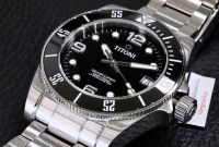 (แถมสายยาง+สายผ้าของแท้ )นาฬิกา TITONI Seascoper 600 Chronometer รุ่น 83600 S-BK-256