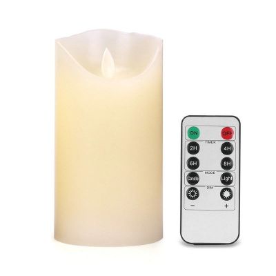 15cm(H) Flickering Flameless Pillar LED Candle Lights Remote controlled Timer moving wick melted edge Wedding Xmas Party-Amber