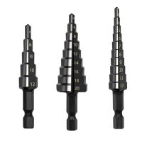 3-12mm 4-12mm 4-20mm Nitrogen Coated Step Drill Bit Set HSS Straight Groove Core Drill Bits For Wood Metal Drilling Drills Drivers