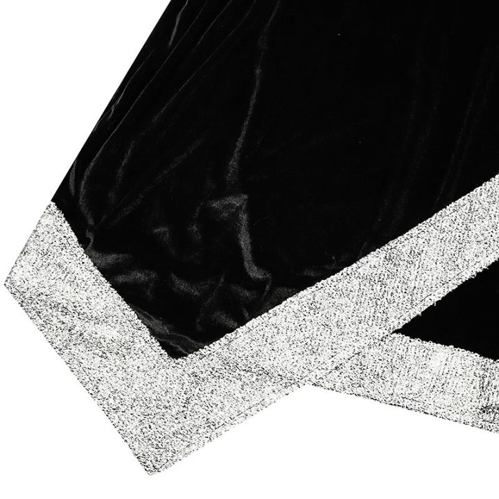 เดรสขนาดพิเศษคอวีเว้าโค้งสำหรับผู้หญิง-เดรสกระโปรงบานเปิดส้นสีดำยาวคลุมเข่าสำหรับใส่ฤดูร้อน