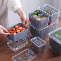 Crisper Double Sealed Drain Storage Box Refrigerator Fruit Vegetable Drain Storage Containers With Lid Kitchen Fridge Organizer