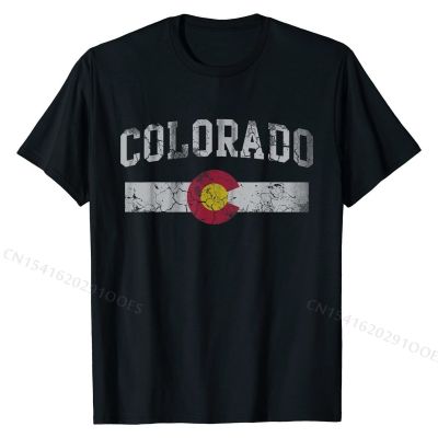 Retro State of Colorado Flag T-Shirt T-Shirt Design T Shirt for Men Cotton Tees Camisa Hip Hop