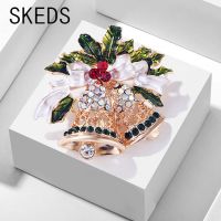 SKEDS Cute Luxury Crystal Bell Christmas Brooches Pins Women Children Exquisite Rhinestone Festival Accessories Badges Gift