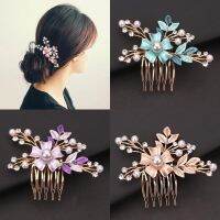 Korean style fashion new rhinestone inlaid color three-dimensional paint flower comb exquisite hair accessories