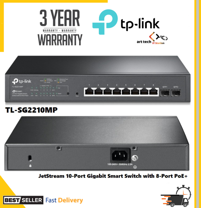 TP Link TL-SG2210MP JetStream 10-Port Gigabit Smart Switch with 8-Port ...