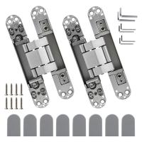 6Inch Door Hinges Zinc Alloy Invisible Hinge, 3-Way Adjustable Butt Hinges Concealed Hinges Allows 180 Degree Swing