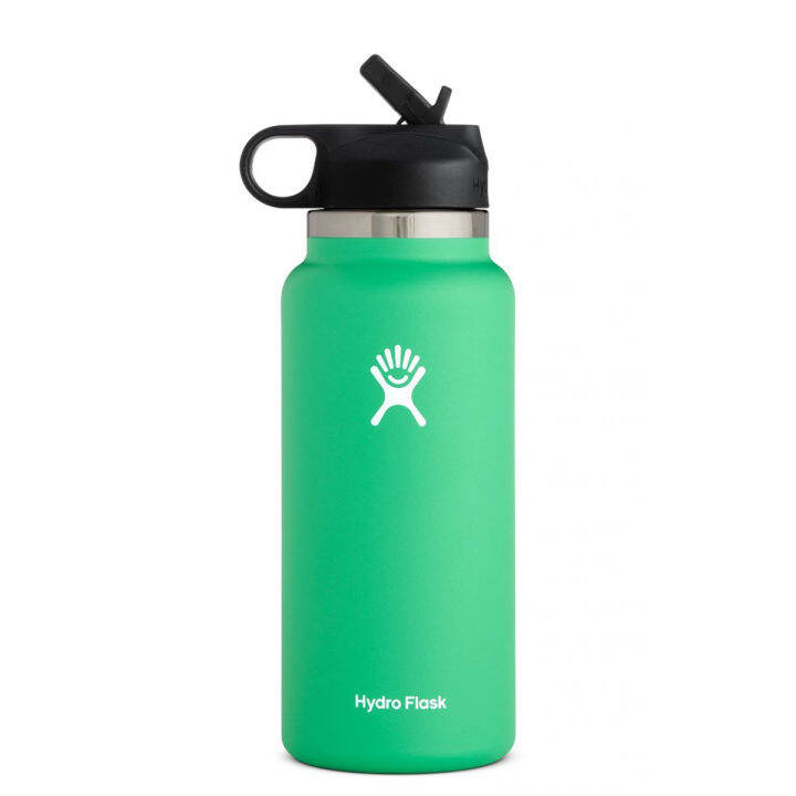 Hydro Flask Water Bottle - Wide Mouth Straw Lid 2.0 - 40 oz, Spearmint