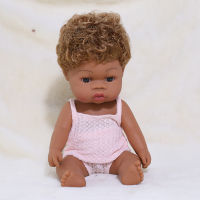 35cm Summer Black Reborn Baby Doll Bath Play Short Curl Hair Baby Doll Dress Full Silicone African Reborn Bebe Toys Girl Doll