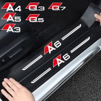 4PCS Strip Anti Scratch Door Sill Protector Carbon Fiber Auto Protection Bumper Film Sticker For Audi A6 A4 A3 Q3 A5 Q5 Q7 A7