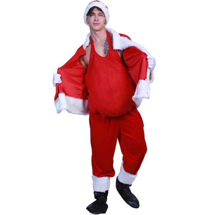 funny-unisex-santa-claus-fake-belly-christmas-stage-show-props-accessories-dress-up-cosplay-christmas-party-stuff