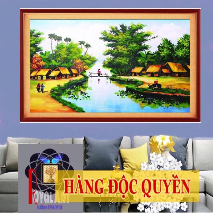 TRANH PHONG CẢNH ĐỒNG QUÊ[Trang Trí -Nhà ở- Cơ quan- Văn phòng-Nhà hàng-  Quán hàng-Phong-Thủy-Tranh Phong- Thủy -Tranh -  Treo-Tường-Tranh-Dán-Tường-Tranh-Thêu-Tranh-Đính-Đá]Lụa 3D- Royal Art Shop  