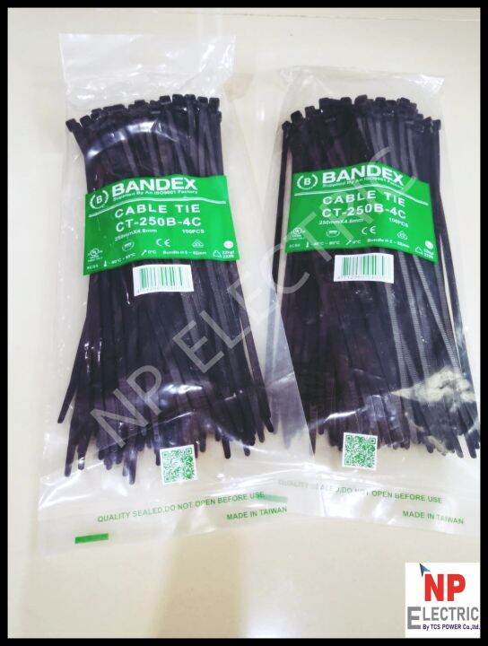 สายรัดเคเบิ้ลไทร์-cable-tie-สายรัดวัสดุอุปกรณ์-หนวดกุ้ง-ยี่ห้อbandex-ขนาด-10-นิ้ว-สีดำ