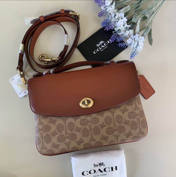 Guaranteed Original Coach Signature Cassie Women S Crossbody Bag 68349 In Tan Rust Lazada Ph