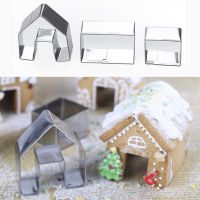 3Pcs Stainless Steel Christmas Mini House Mold Gingerbread Cookie Cutter Set Cupcake Chocolate House