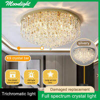 MOONLIGHT- 30/40/50/60x80 Cm Lampu Gantung Kristal LED หรูหราห้องนั่งเล่นโคมไฟติดเพดานรอบไฟเพดานในร่มสำหรับห้องนอนวิลล่าโรงแรมไฟตกแต่ง