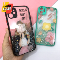 เคส i6 i11 เคสมือถือ TPU ขอบสีกันกล้อง กากเพชรกริตเตอร์ไล่สีลายการ์ตูน ลายดอกไม้