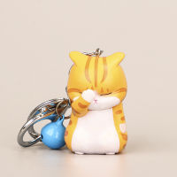 สวมน่ารักแมวขี้อายพวงกุญแจ Chubby Kitten Keyring Trinket เครื่องประดับกระเป๋าปุ่ม