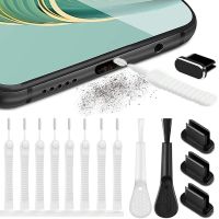 Mobile Phone Charging Port Metal Dust Plug for Samsung Xiaomi Huawei Type-C Port Cleaner Kit Computer Keyboard Cleaning Brush Electrical Connectors