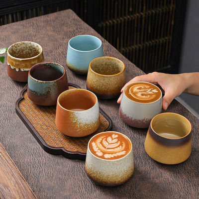 เตาเผาเซรามิกตัวแปรเข้มข้นถ้วยกาแฟสร้างสรรค์น้ำมันดิบเซรามิกดอกไม้ถ้วยถ้วยนมญี่ปุ่น R โท