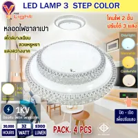 ⭐รุ่นใหม่2022⭐ V-Light โคมไฟเพดานติดลอย 3 แสง โคมซาลาเปา LED ดีไซน์พิเศษ 32W โคม 2 ชั้น 3 STEP รุ่น KING SERIES ปรับได้ 3 แสง ดีไซน์หรูหรา แสงสว่าง ประหยัดไฟ (แพ็ค 4 หลอด)