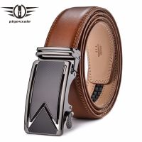 Plyesxale Men Belt 2022 Cowhide Genuine Leather Belts For Men Luxury Automatic Buckle Belts Brown Black Cinturones Hombre B55 Belts