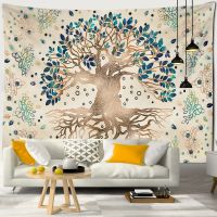 Psychedelic Mysterious Tree of Life Tapestry Wall Hanging Boho Mandala Art Living Room Home Decor Cloth