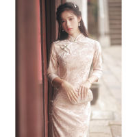 ปรับปรุง Cheongsam 2022ใหม่แขนยาวฤดูใบไม้ร่วงฤดูหนาว Elegant Young High-End Daily Party Oriental Girl Dress