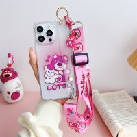 เคสสำหรับ OPPO A16 A16s A54s A16K A17K A17 A54 4G Reno 8T C2 Realme A1k A54 5G A74 5G A55 4G A16E 5G A57 F5 A77 F11 F17 Pro เคสข้อมือแฟชั่น A73 2020ลายการ์ตูน Lotso เคสโทรศัพท์แบบใส