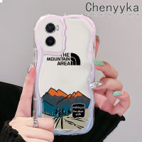 เคส Chenyyka สำหรับ OPPO A76เคส A36 A96แฟชั่นบริเวณภูเขาเคสมือถือกันกระแทกแบบใสนิ่มลายคลื่นเนื้อครีมเคสป้องกันซิลิกาเจลโปร่งใสลายกล้องถ่ายรูปสุดสร้างสรรค์