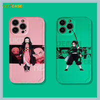 Anime Demon Slayer ภาพประกอบ Tanjirou Nezuko ฝาครอบเลนส์สำหรับ Apple IPhone 13 12 11 Pro X XS Max XR 7 8 Plus Soft TPU ป้องกันปกหลังโทรศัพท์มือถือกรณีสีชมพูสีเขียวสีดำ