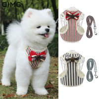 OIMG Small Dog Harness and Leash Set Striped Adjustbale Puppy Cat Vest Dog Harness Collar For Spitz Pomeranian Chihuahua