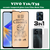 (3 In 1) VIVO ป้องกันหน้าจอกระจกเทมเปอร์เซรามิก Y16 + ฟิล์มกล้อง + Y76หลัง Y52 Y22S Y35 Y1S Y19 Y36 Y33S Y72 Y12A Y12S Y02S Y11 (G) y77E Y21T 5กรัม Y22ฟิล์มบางเซรามิก