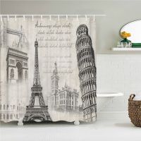 3D European Retro style Printed Shower Curtain Waterproof Bathroom Curtains Polyester Paris Tower Car Bathtub Screen Home Decor