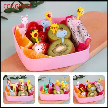 30pcs Animal Food Picks( Random Colors) For Bento Box, Lovely Cartoon Fruit  Skewers & Picks For Kids, Lunch Box Accessory