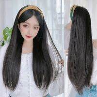 【jw】▩♤☜ 65 Cm Hat False Hair Band Female Curly Big Wide Wig Straight Set