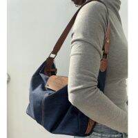 Available Niche Second-Hand Burb Rry Denim Denim And Leather Hand-Held Armpit Bag