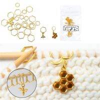 【JH】 1Bag Hexagon Pendants Knitting Locking Markers Gold Color Crochet Needle Clip Tools Sewing Supplies