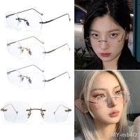 ❍卐✇ Metal Eyeglasses Fashion Retro Frameless Square Eyeglass Blue Light Blocking Glasses Radiation Zero Diopter Transparent Glasses