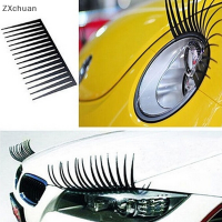 ZXchuan 1คู่ Chic Black Car Lashes ไฟหน้าขนตาอุปกรณ์เสริมสติกเกอร์สำหรับรถยนต์