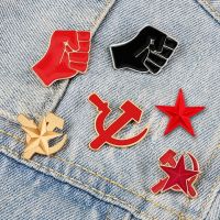 Raised Fist of Solidarity Enamel Pin Soviet Union Star Retro USSR Symbol Brooches Bag Hat Clothes Lapel Pin Badges Jewelry Gifts