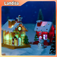 Diy Christmas House Ornaments Simulation Miniature Handicraft With Lights For Xmas Holiday Party Decor