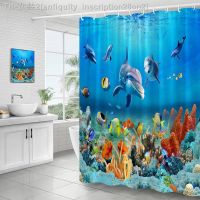 【CW】☏✆㍿  Seabed Animals Shower Curtains Cartoon Coral Underwater Scenery Children Kids Hooks