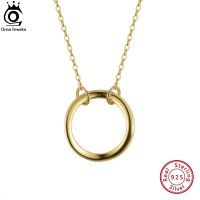 【cc】♙  ORSA JEWELS 925 Sterling Round Pendant Necklace for and 14K Gold Jewelry APN06