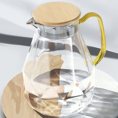 1.8L Cold Water Jug 350ml Water Cup Mug Diamond Texture Glass Teapot Transparent Coffee Pot Home Heat-Resistant Teapot Drinkware