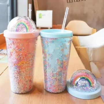 480ml 500ml 16oz double wall plastic bubble tea tumbler cup milk tea  tumbler cup boba tumbler cup with big straw - AliExpress