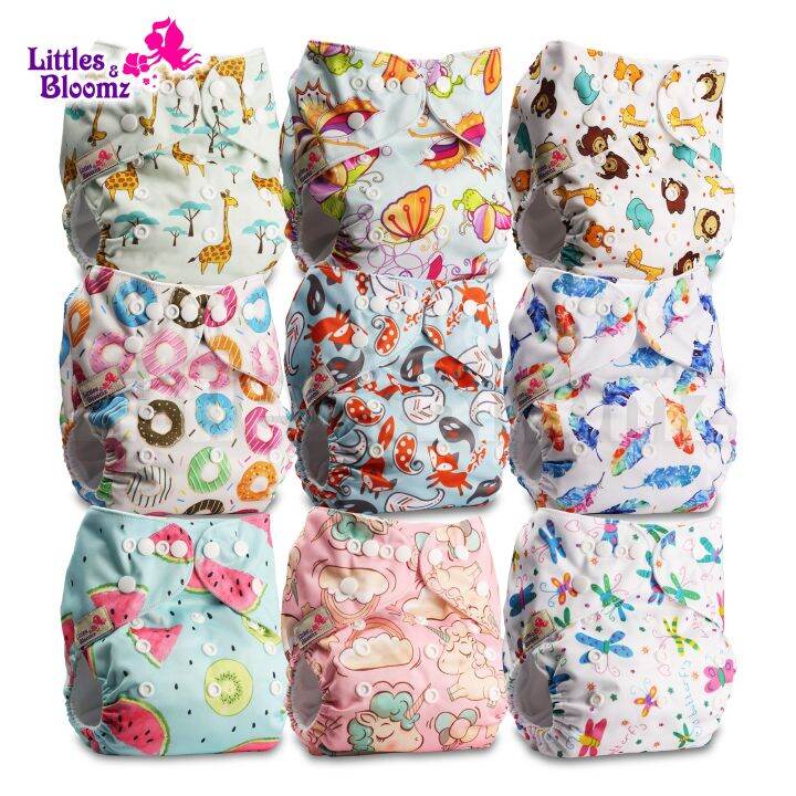 [Littles&Bloomz] 9Pcs/Set Baby Washable Reusable Real Cloth Pocket ...